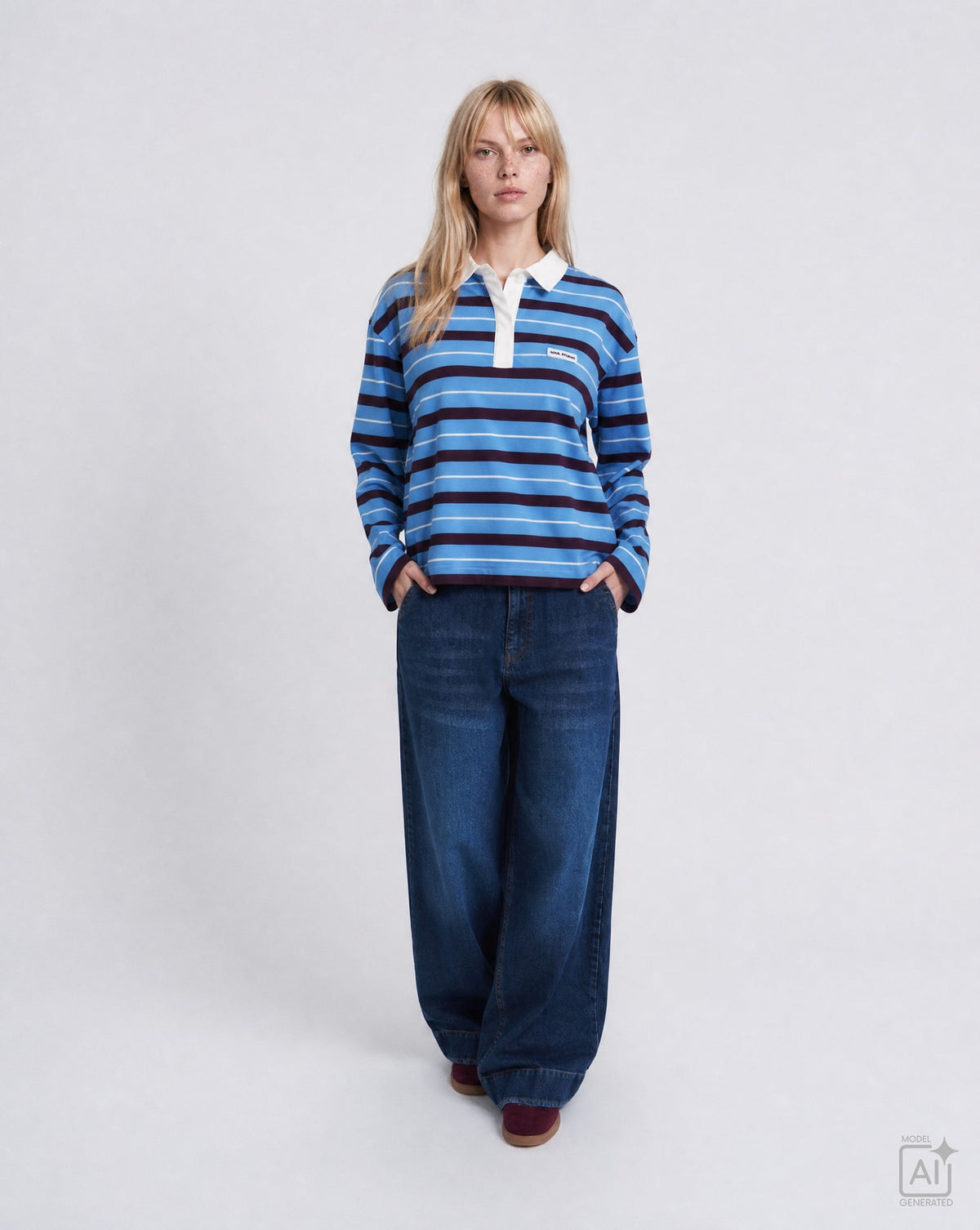 Boxy Rugby Longsleeve Multistriped (Saphire)