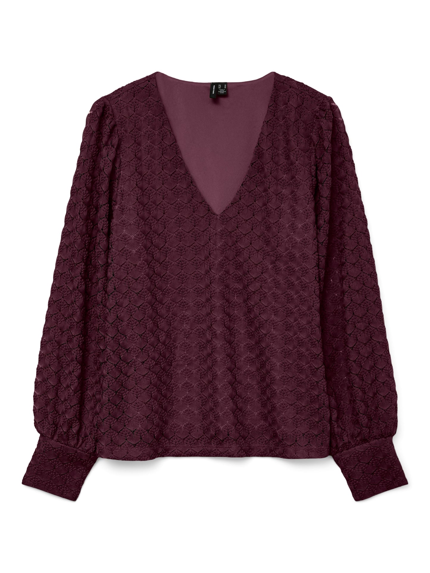 Vmbecca Ls V-neck Lace Top Jrs Noos (Winetasting)