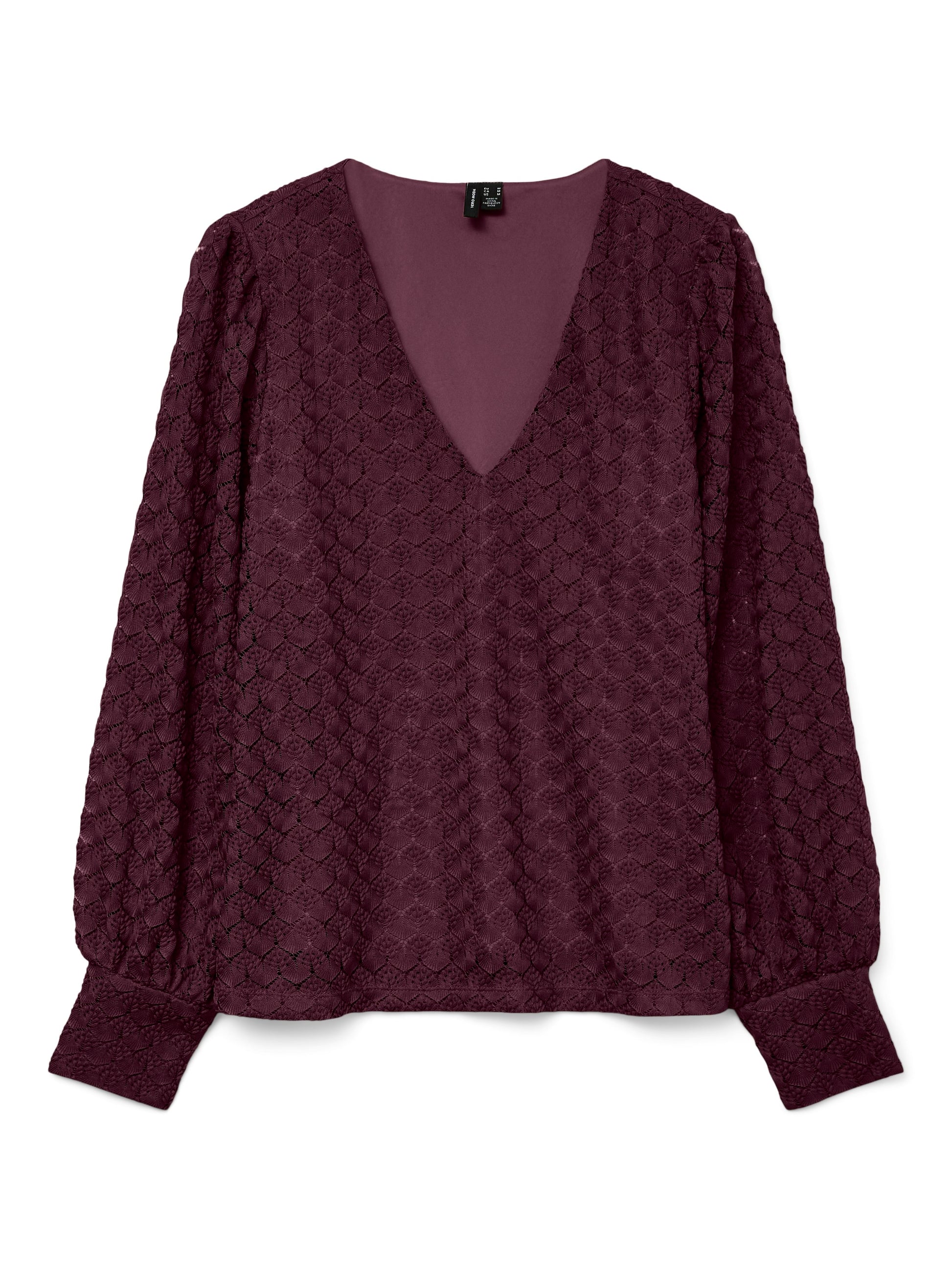 Vmbecca Ls V-neck Lace Top Jrs Noos (Winetasting)