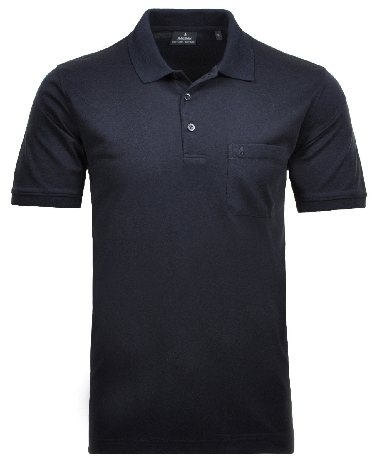 Softknit-Polo mit Brusttasche, kurzarm (Marine)