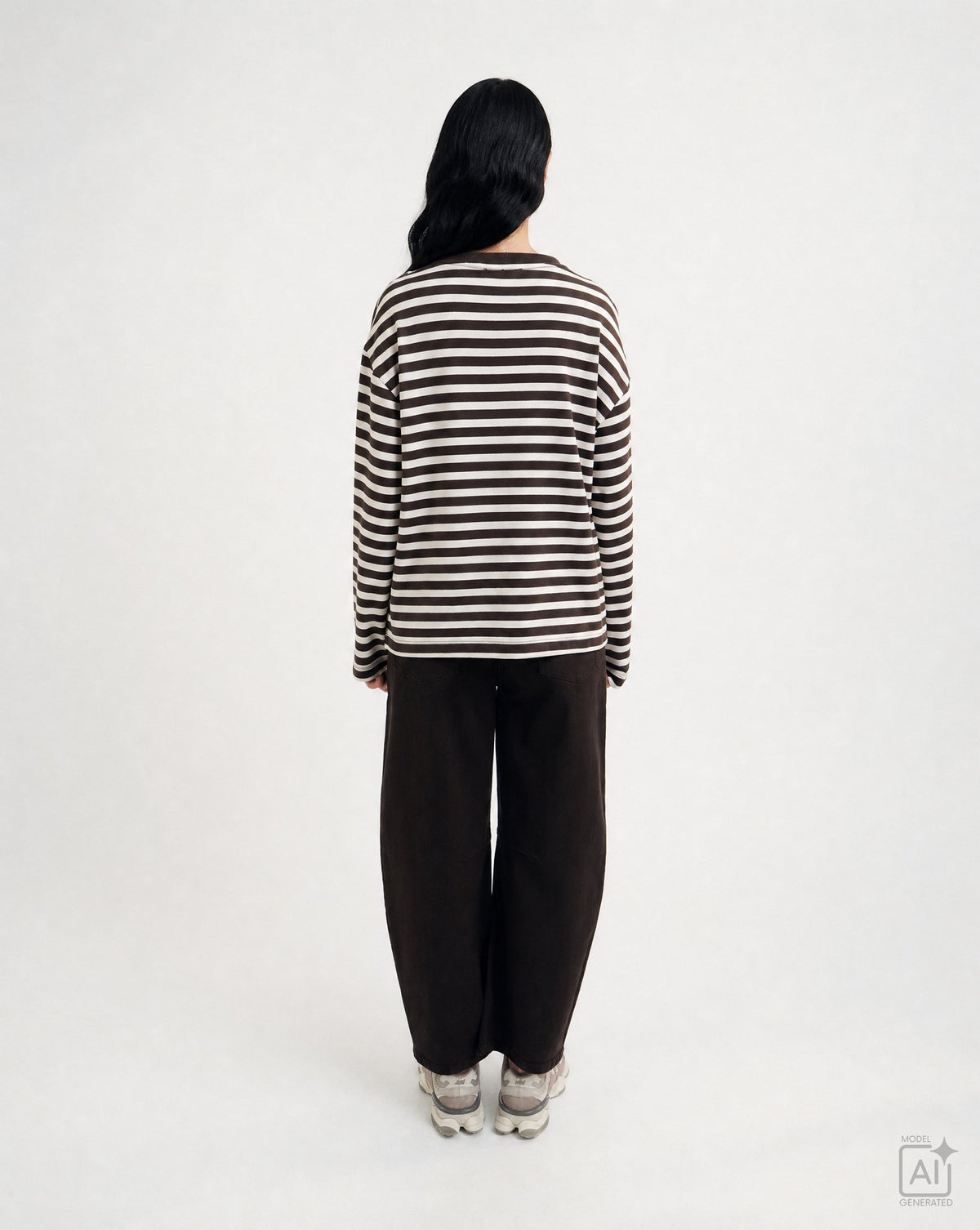 Boxy Sweatshirt Soul Studio Striped (Dark Choc)
