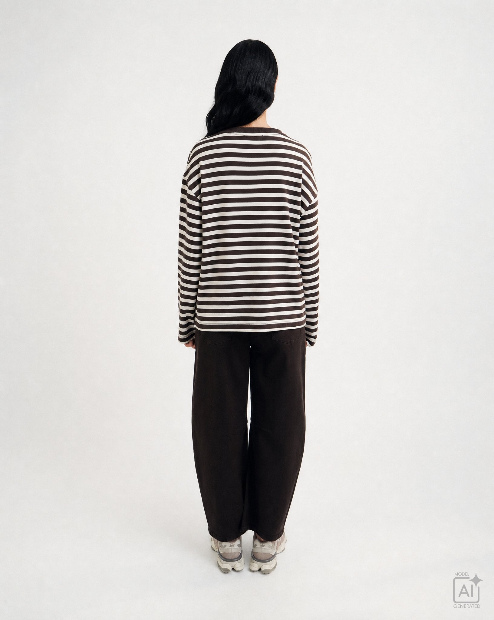 Boxy Sweatshirt Soul Studio Striped (Dark Choc)