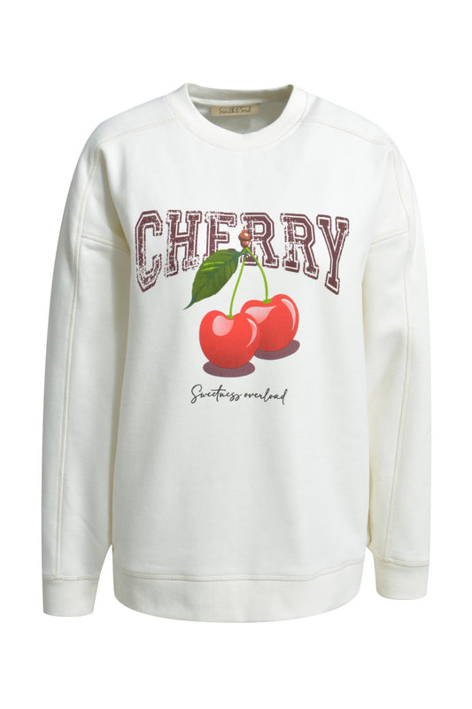 Sweatshirt Cherry Print (Cream White)