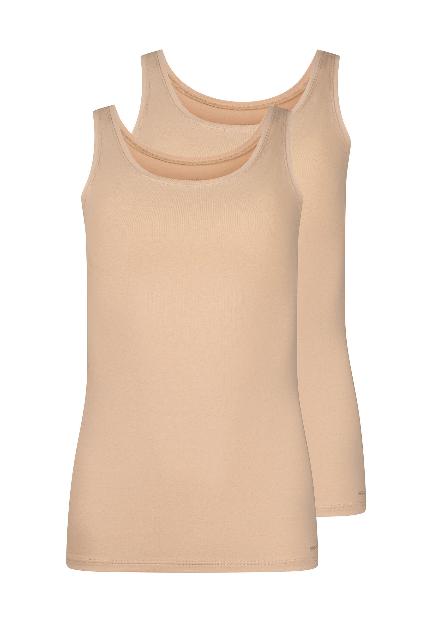 Skiny Damen Tanktop Doppelpack SKINY ADVANTAGE Cotton Stretch (Beige)