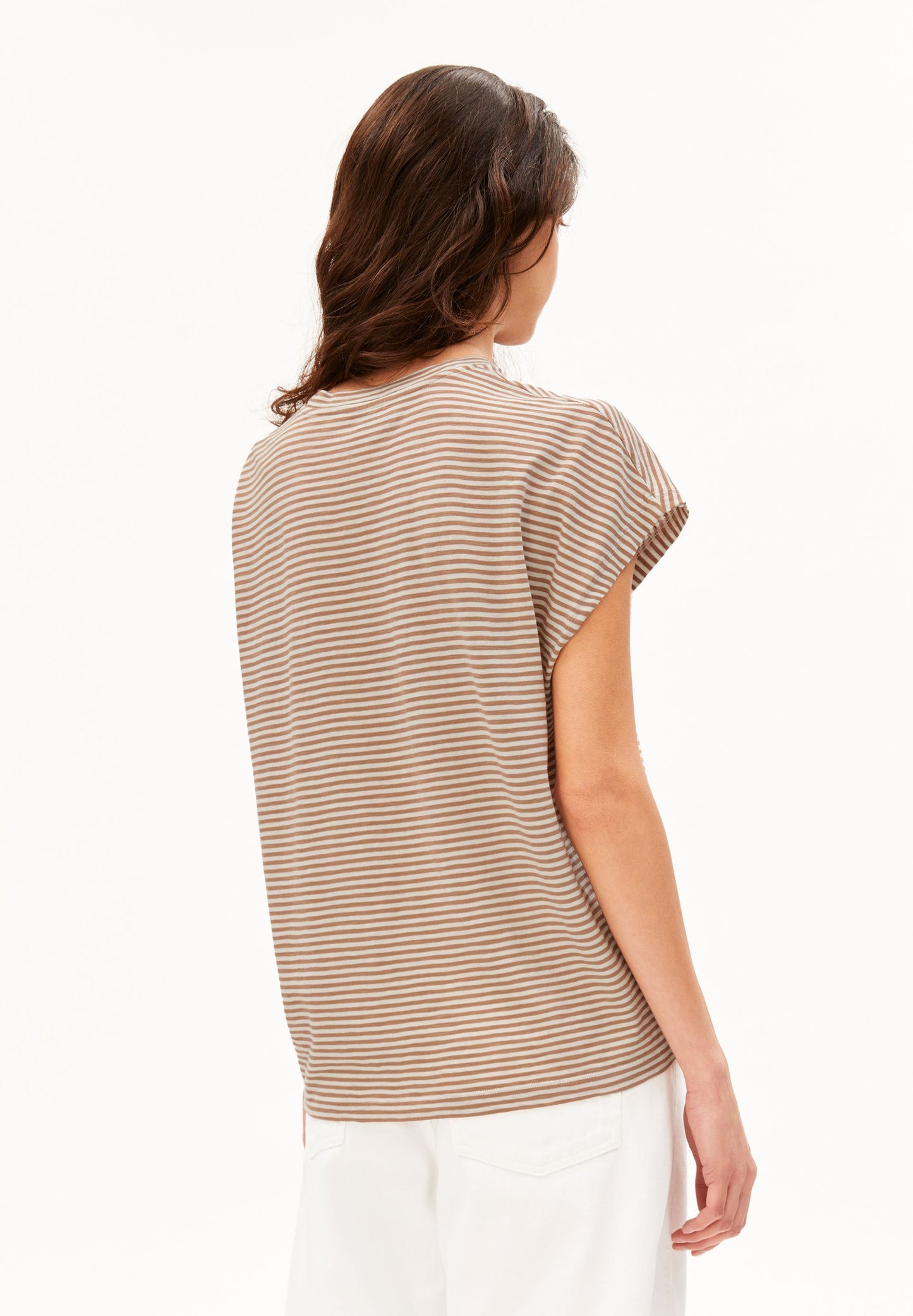 Slub Jersey Stripe T-shirt (Oatmilk-cinnamo)