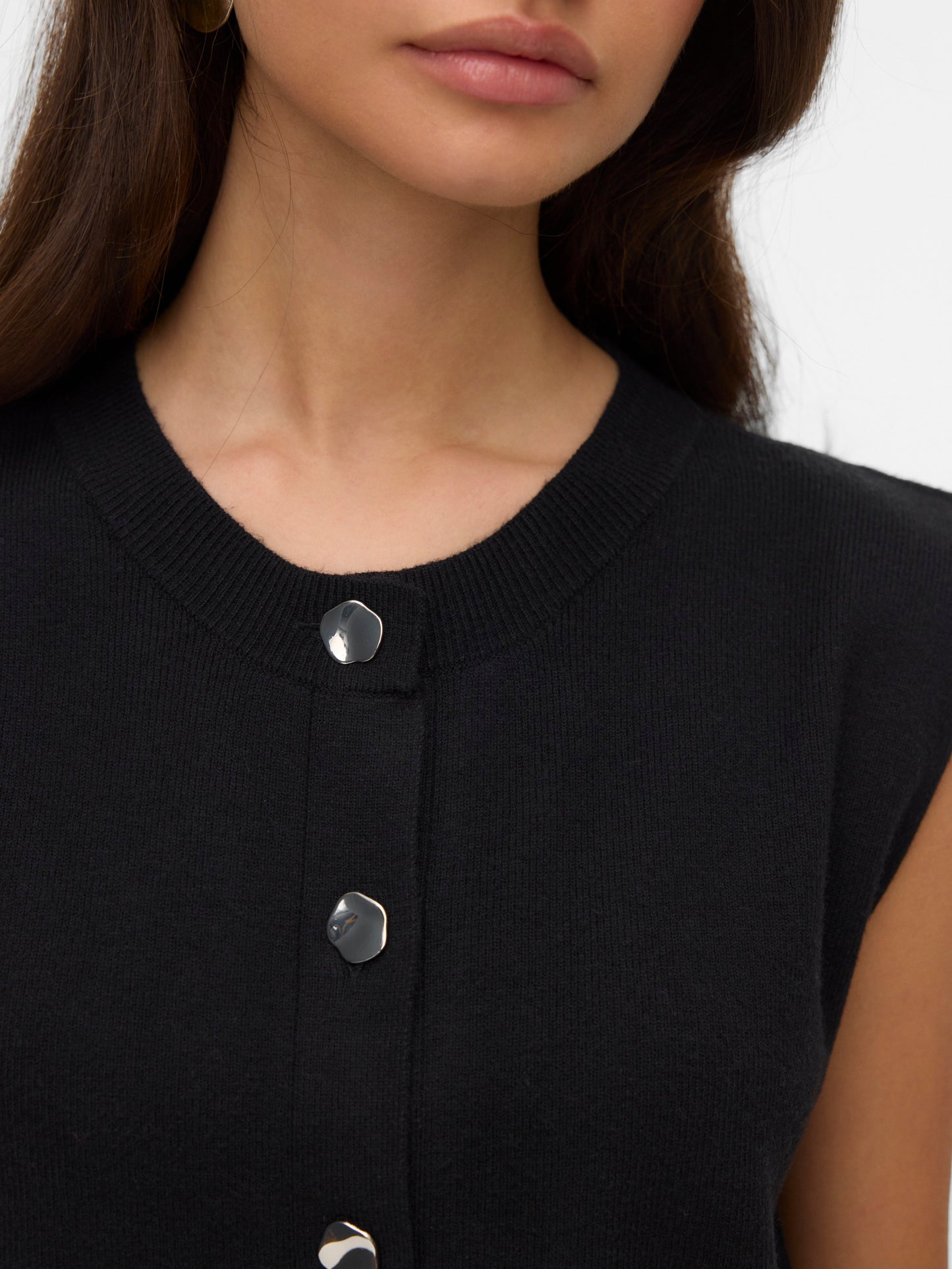 Vmgold Sl O-neck Button Vest Boo (Black)