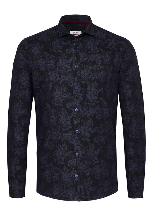 PURE- Casual Hemd Langarm (Druck Bordeaux)