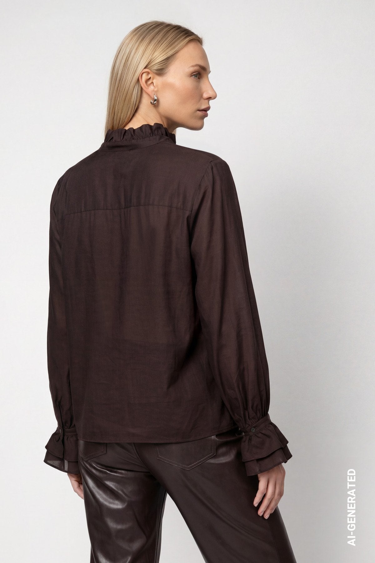 Bluse mit Volants (Black Coffee)