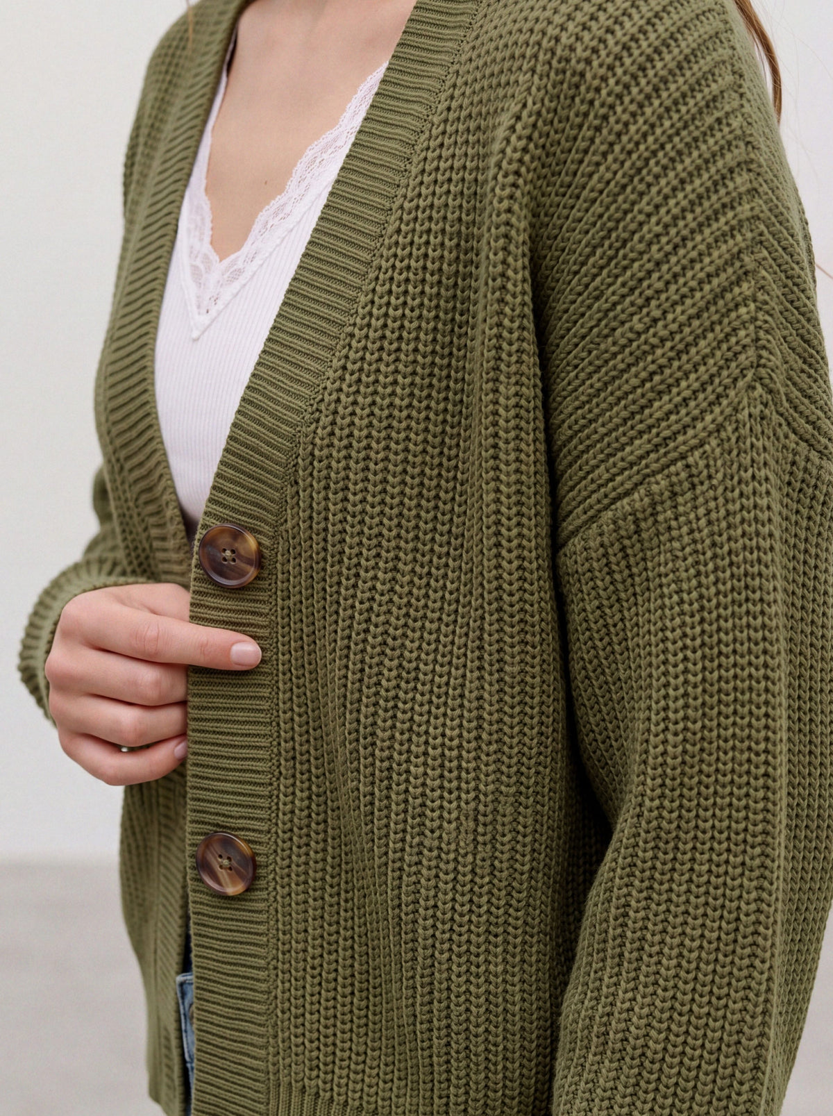 Vmlea Ls V-neck Cuff Cardigan Noos (Sphagnum)