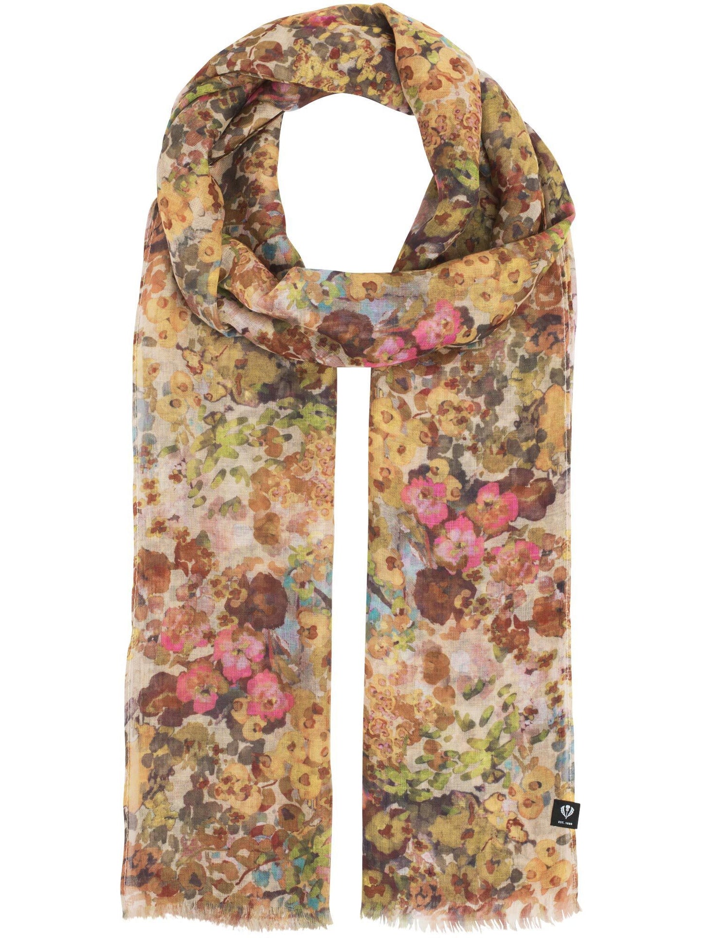 recyceltes Polyester Schal Sustainability Edition - Schal mit Millefleur Aquarell-Design (Multicolor)