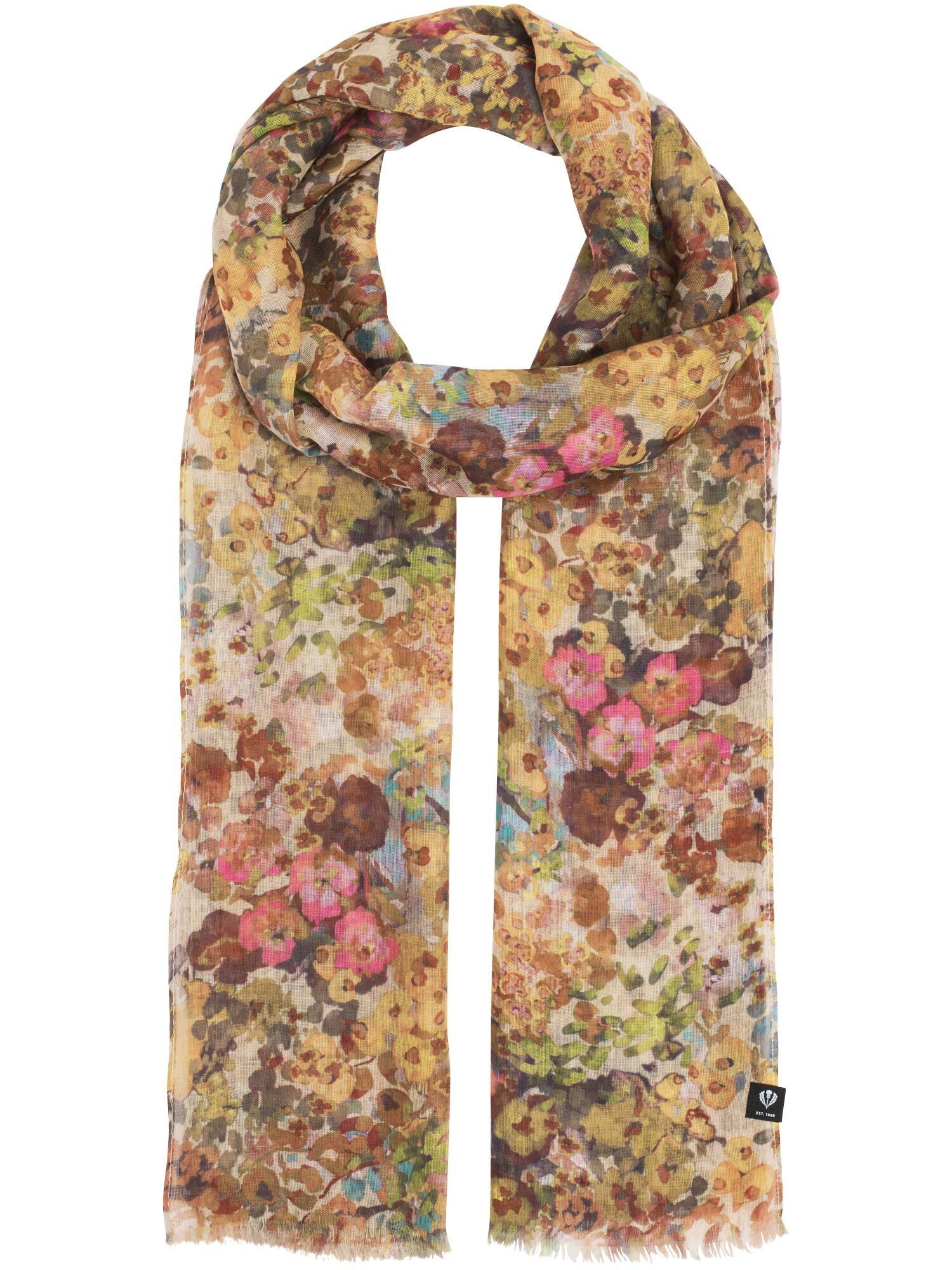 recyceltes Polyester Schal Sustainability Edition - Schal mit Millefleur Aquarell-Design (Multicolor)