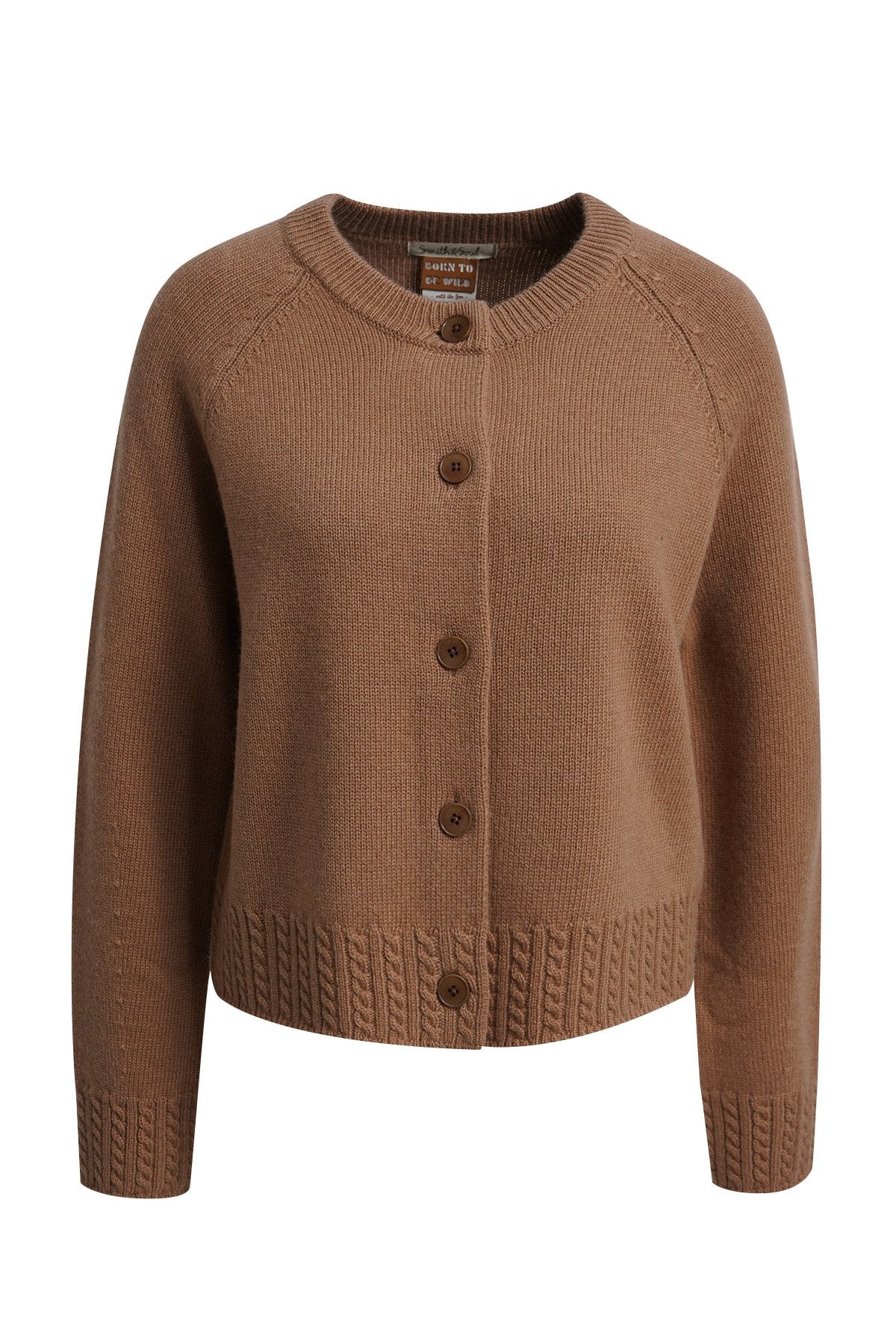 Raglan Cardigan Cable hem (Toffee)