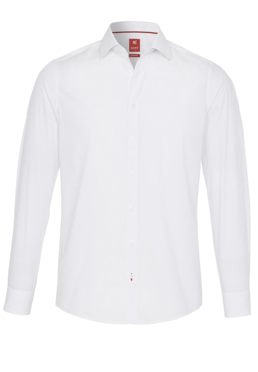 PURE- City Hemd slim fit Langarm (Uni Weiß)