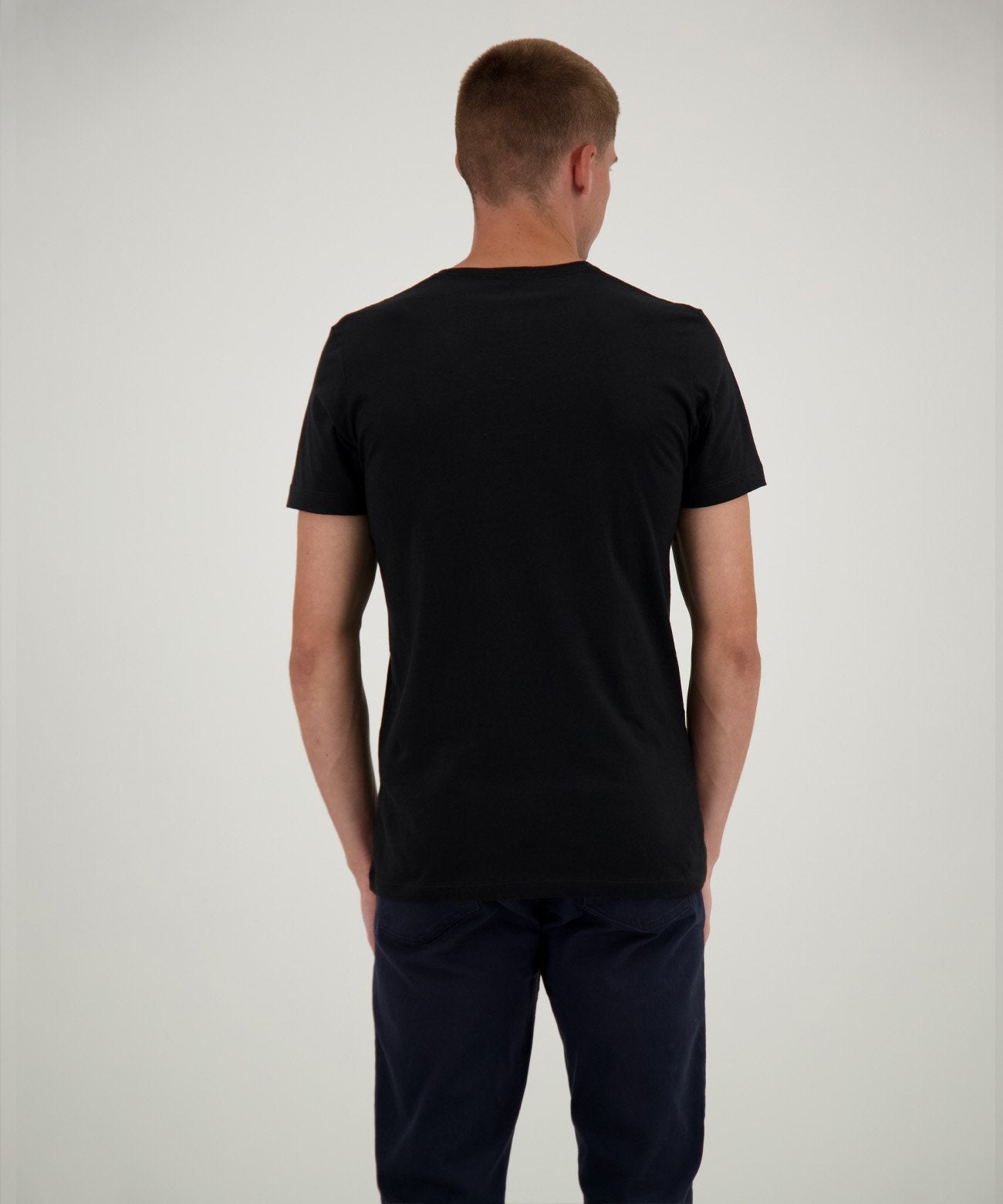 2 T-Shirt Doppelpack Bodyfit mit V-Ausschnitt (Schwarz)