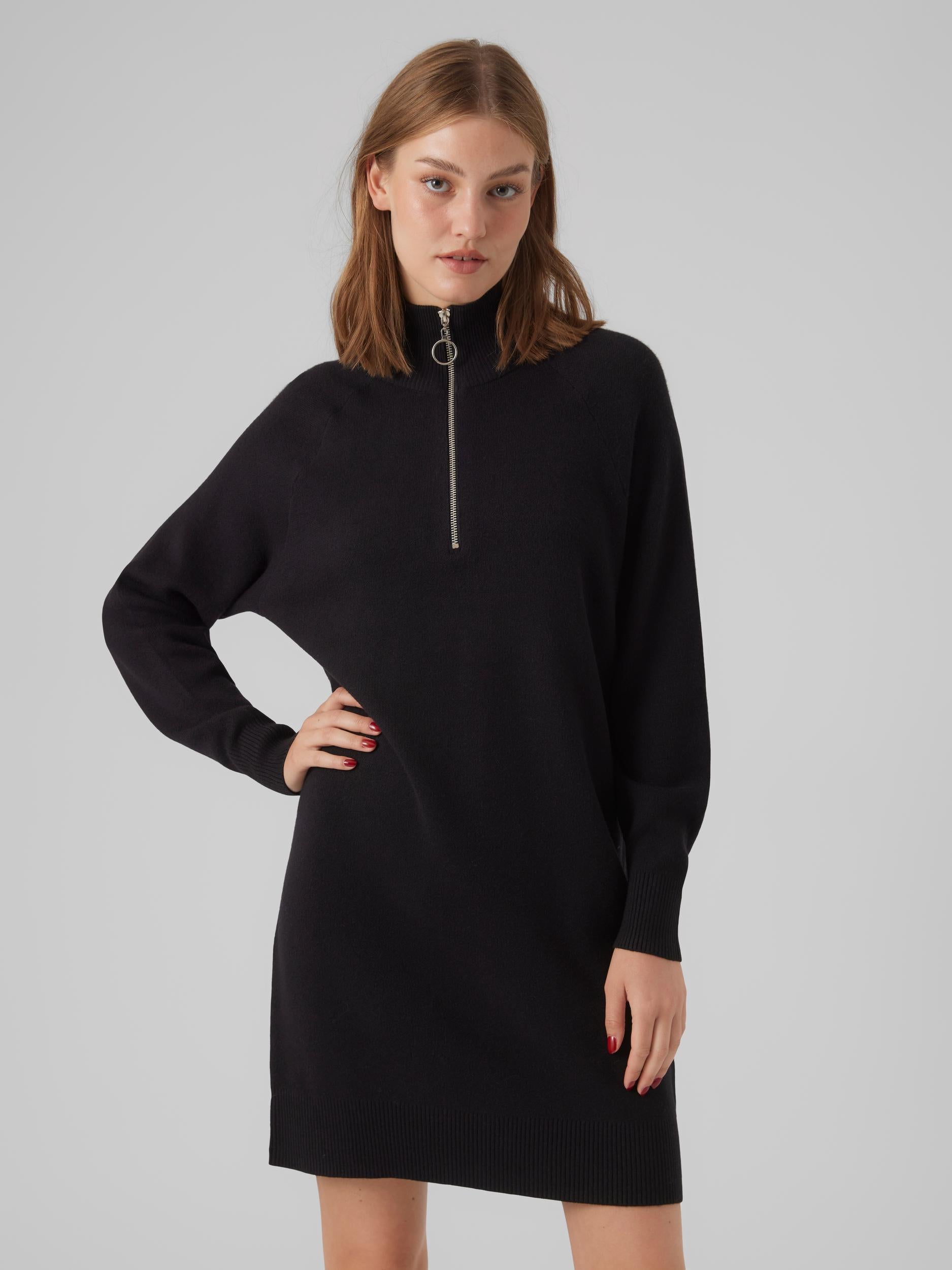 Vmgoldneedle Ls Highnck Zipper Dress Rep (Black)