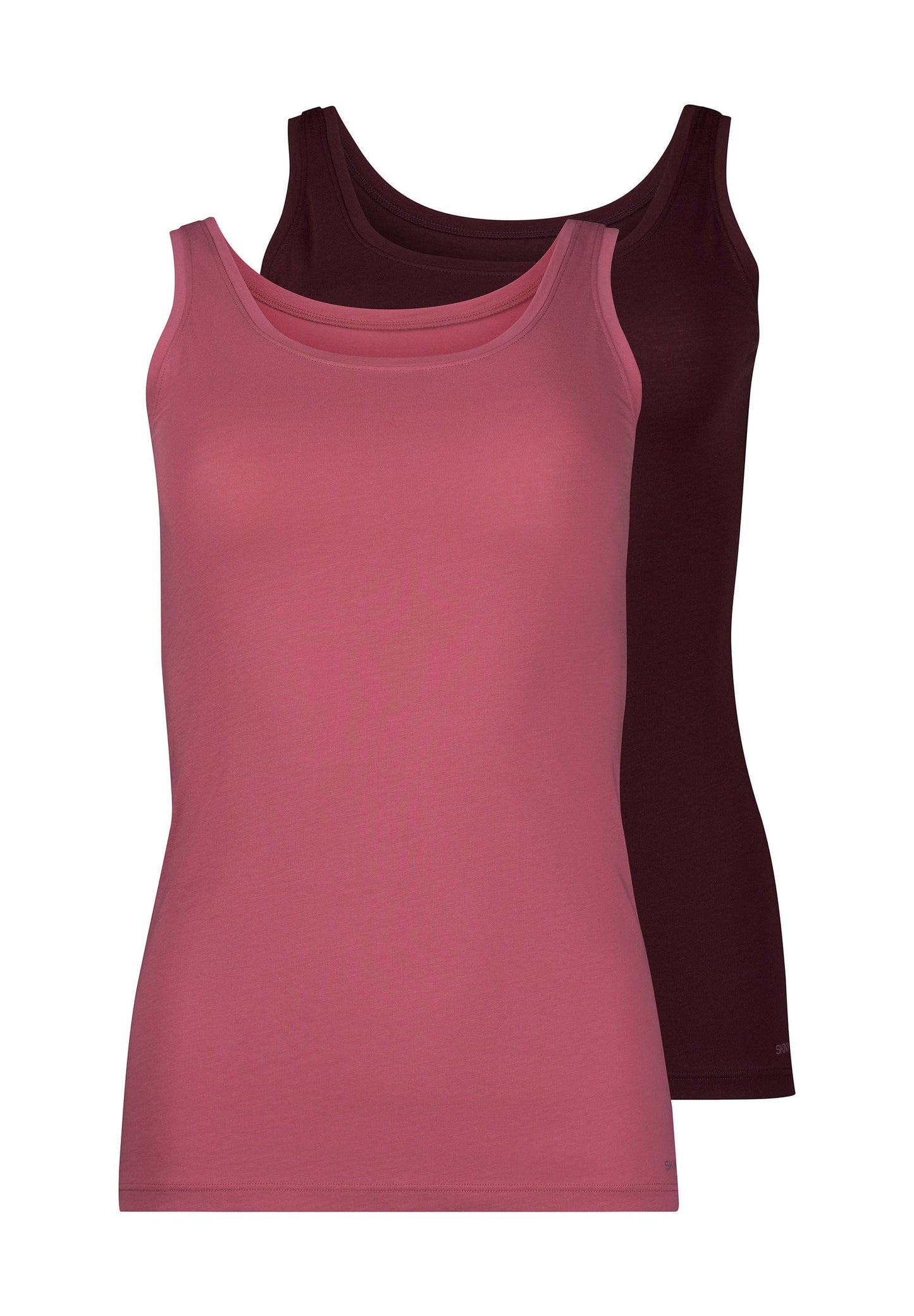 Skiny Damen Tanktop Doppelpack SKINY ADVANTAGE Cotton Stretch (Rosewine Select)