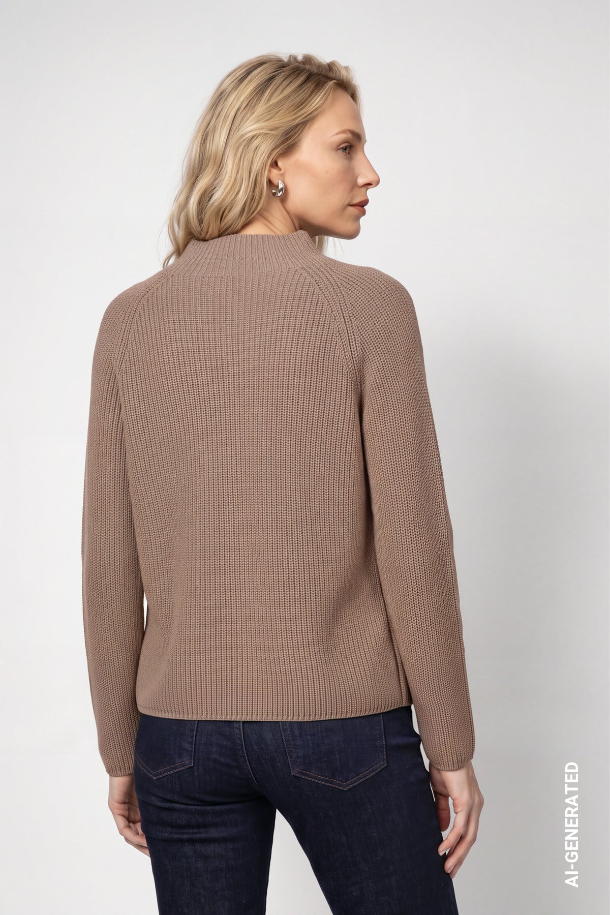 Strickpullover mit Stehkragen (Sesame)