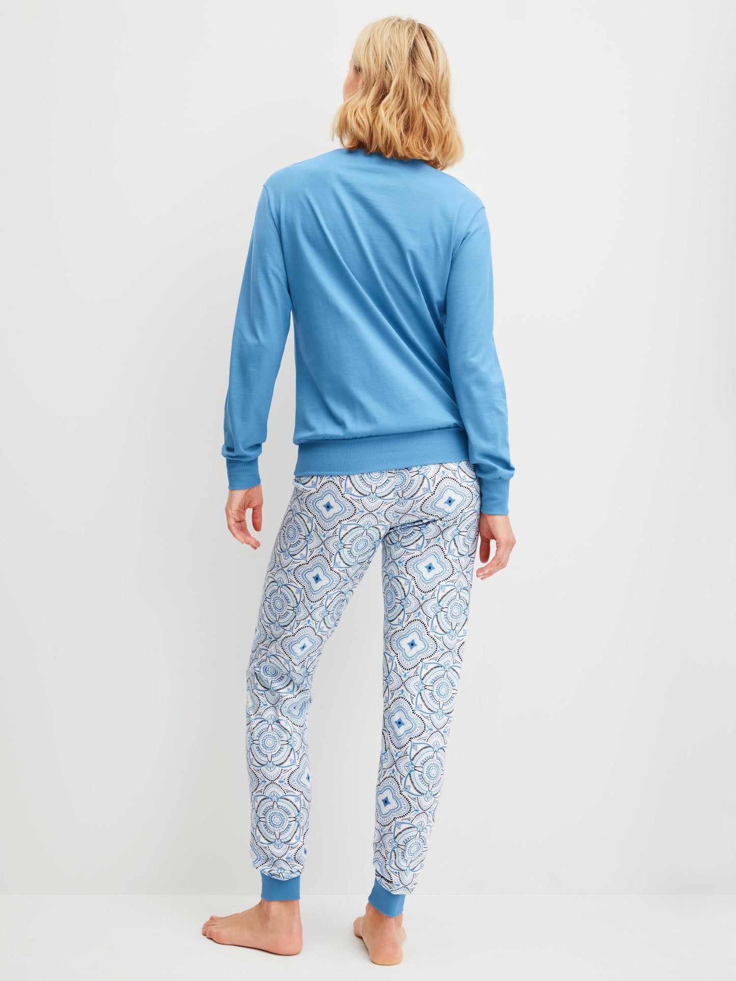 WOMEN Pyjamas with cuff (Riviera Blue)