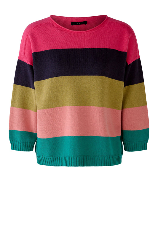 Pullover mit Baumwolle und Viskose (Pink Green)