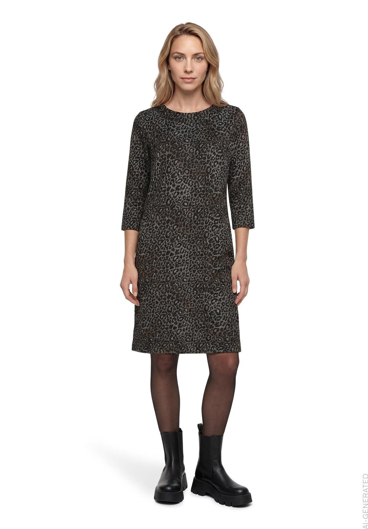 Jerseykleid (Black/beige)