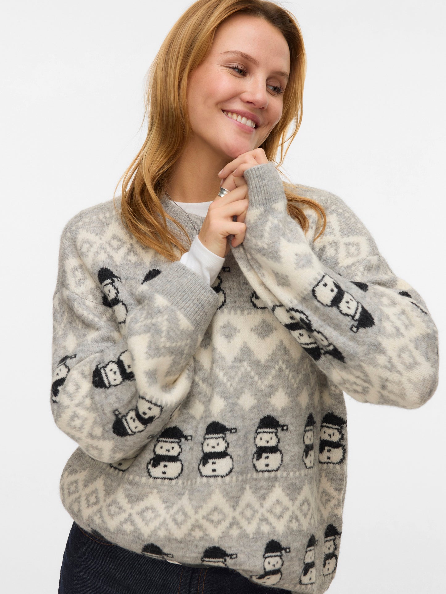 Vmfrostsnowman Ls O-neck Pullover Xmas (Light Grey)