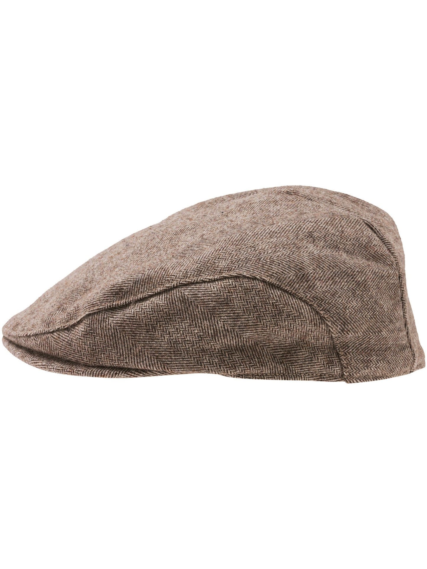 Polyester Kopfbedeckung bugatti Flatcap mit Fischgrät-Design mit Wollanteil (Pepper)