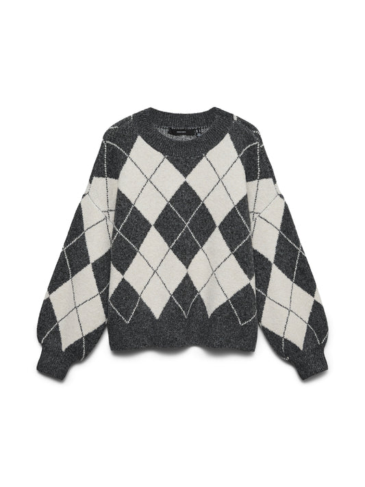 Vmdoffy Jaquard Ls O-nck Pullover Noos (Dark Grey)