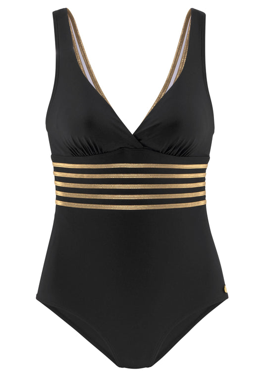 LASCANA Badeanzug (Black-gold)