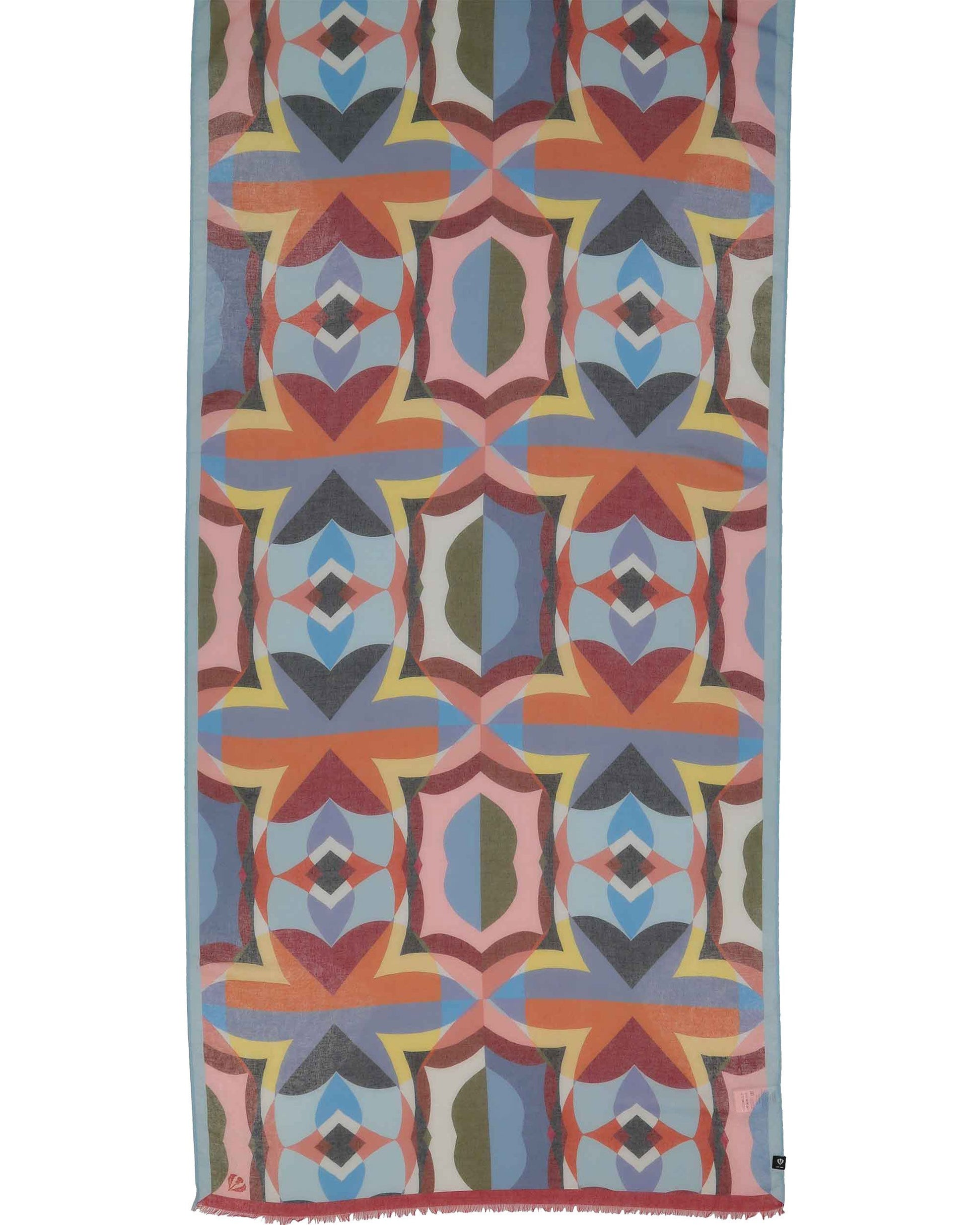 Schal Sustainability Edition - Stola mit geometrischem Muster im Retro-Design (True Blue)