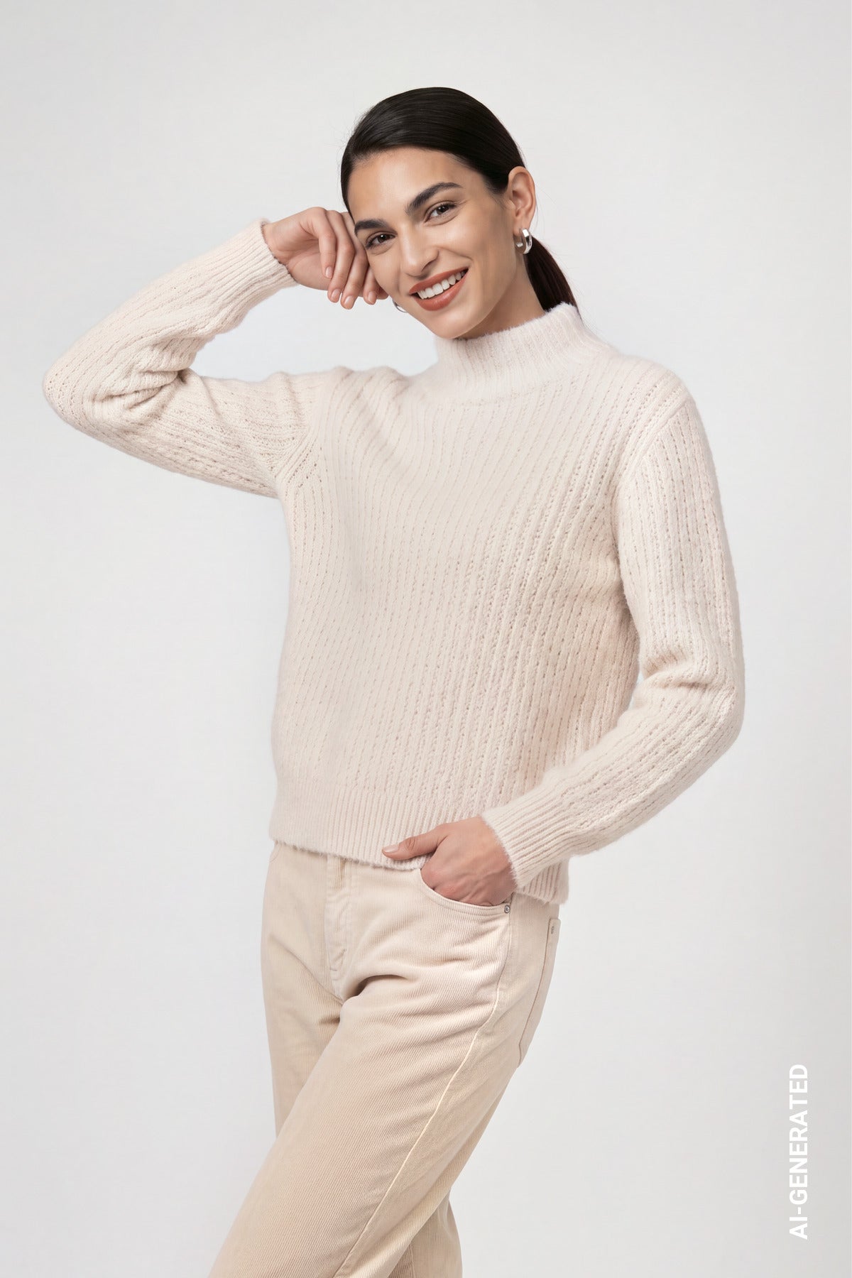 Strickpullover mit Struktur (Crème Brulée)