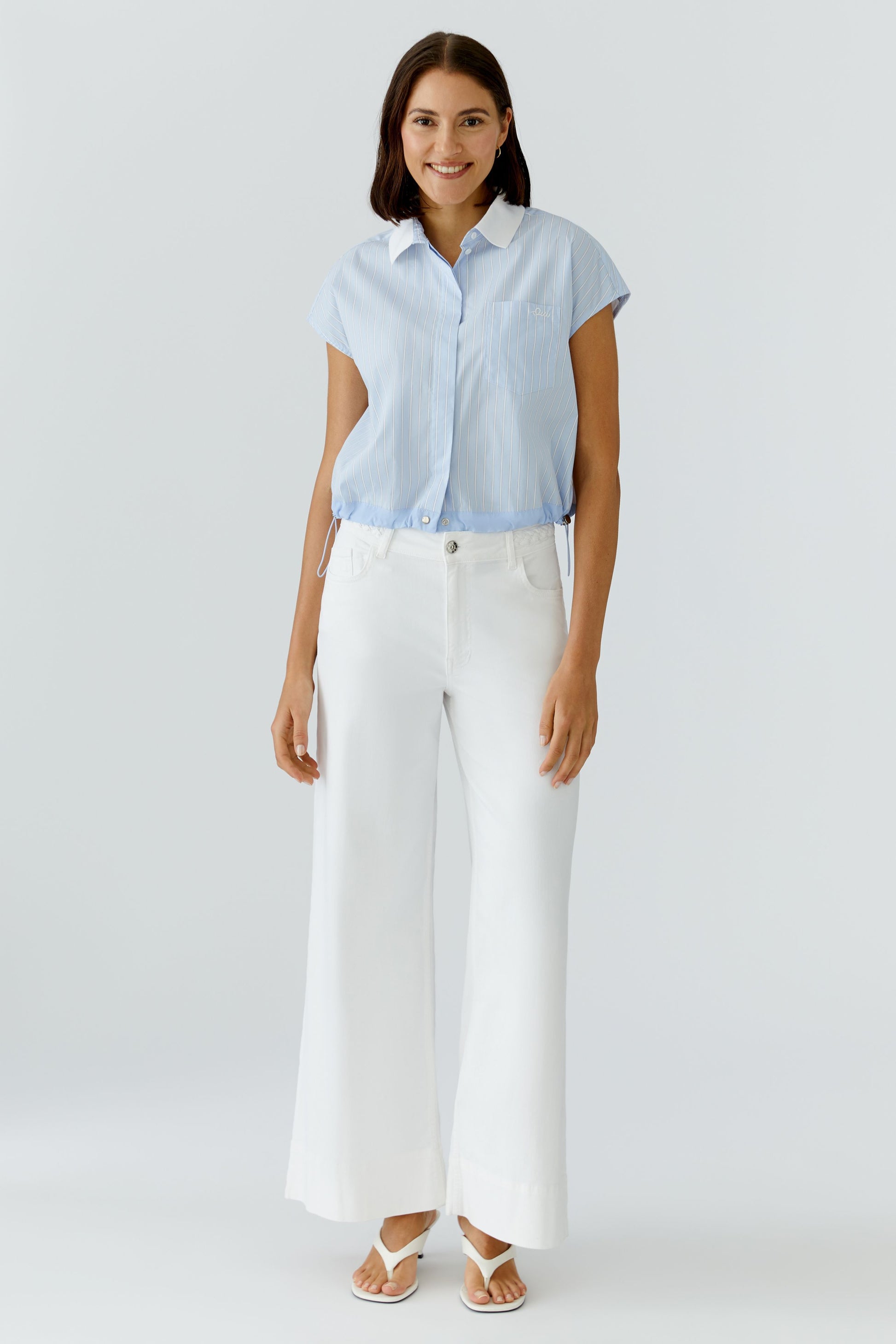 Patch Bluse (Lt Blue White)