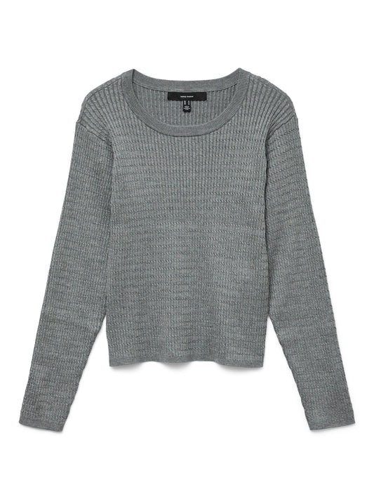 Vmsilje Ls O-neck Cable Pullover (Medium Grey M)