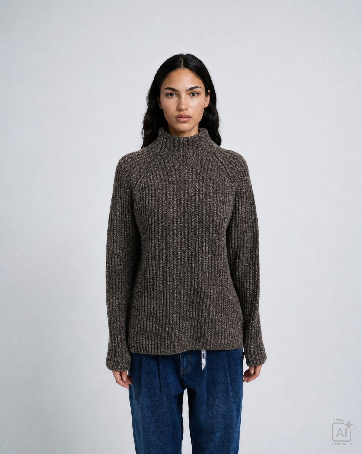 High Collar Pullover (Dark Choc Print)