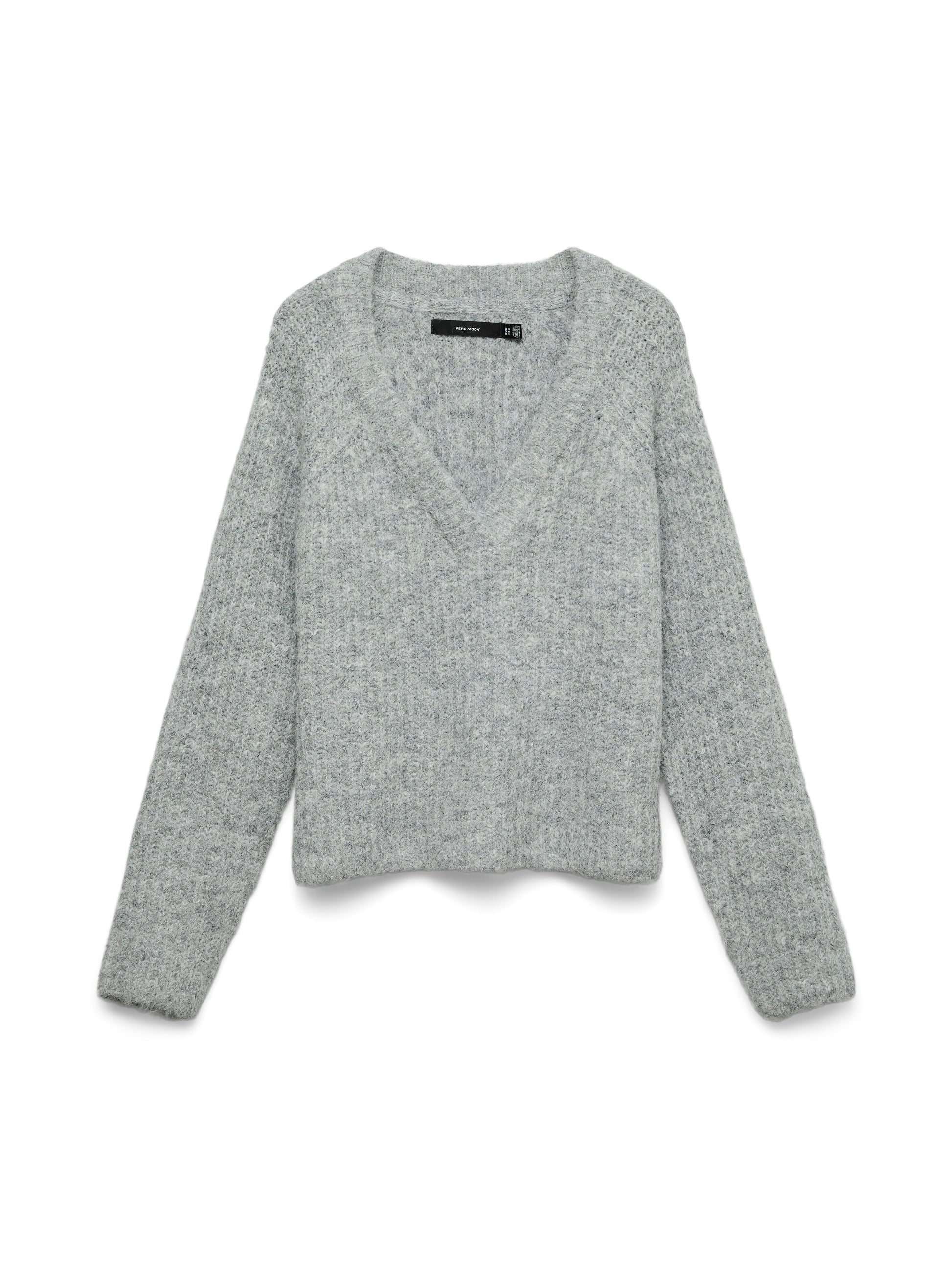 Vmnovah Rib Ls V-neck Pullover (Medium Grey M)