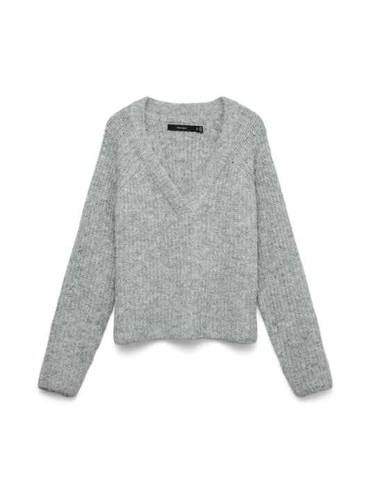 Vmnovah Rib Ls V-neck Pullover (Medium Grey M)