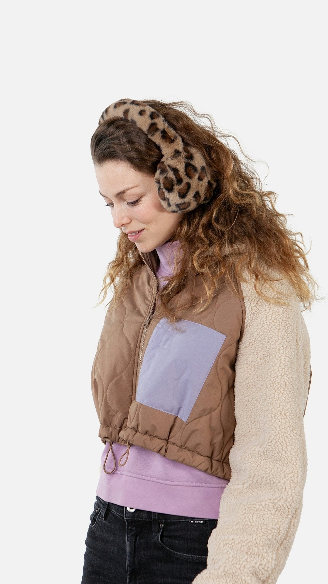 Big Fur Earmuffs (Brown Print Brown)