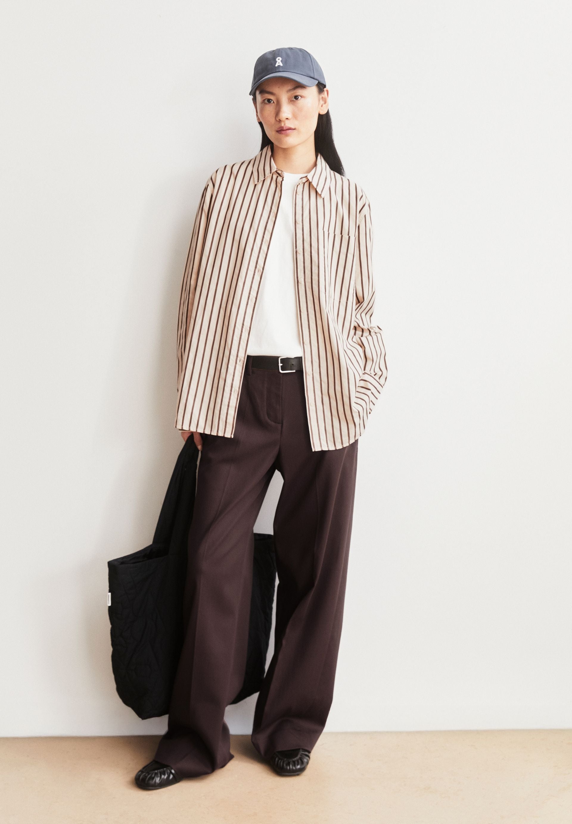 Stripe Loose Shirt Blouse (Oatmilk-claysto)