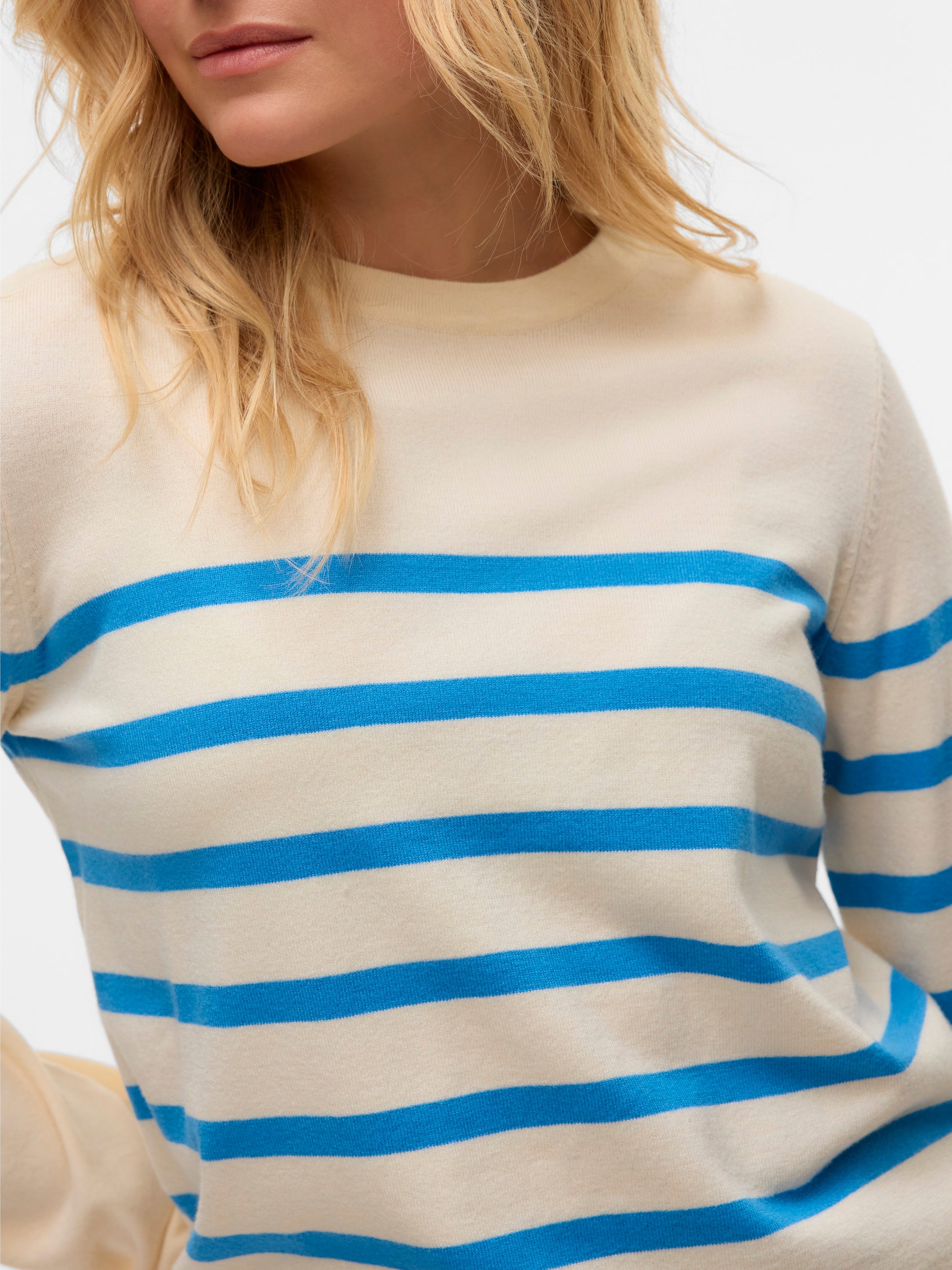 Vmsaba Plain Ls O-neck Pullover Ga Noos (Birch/azur)