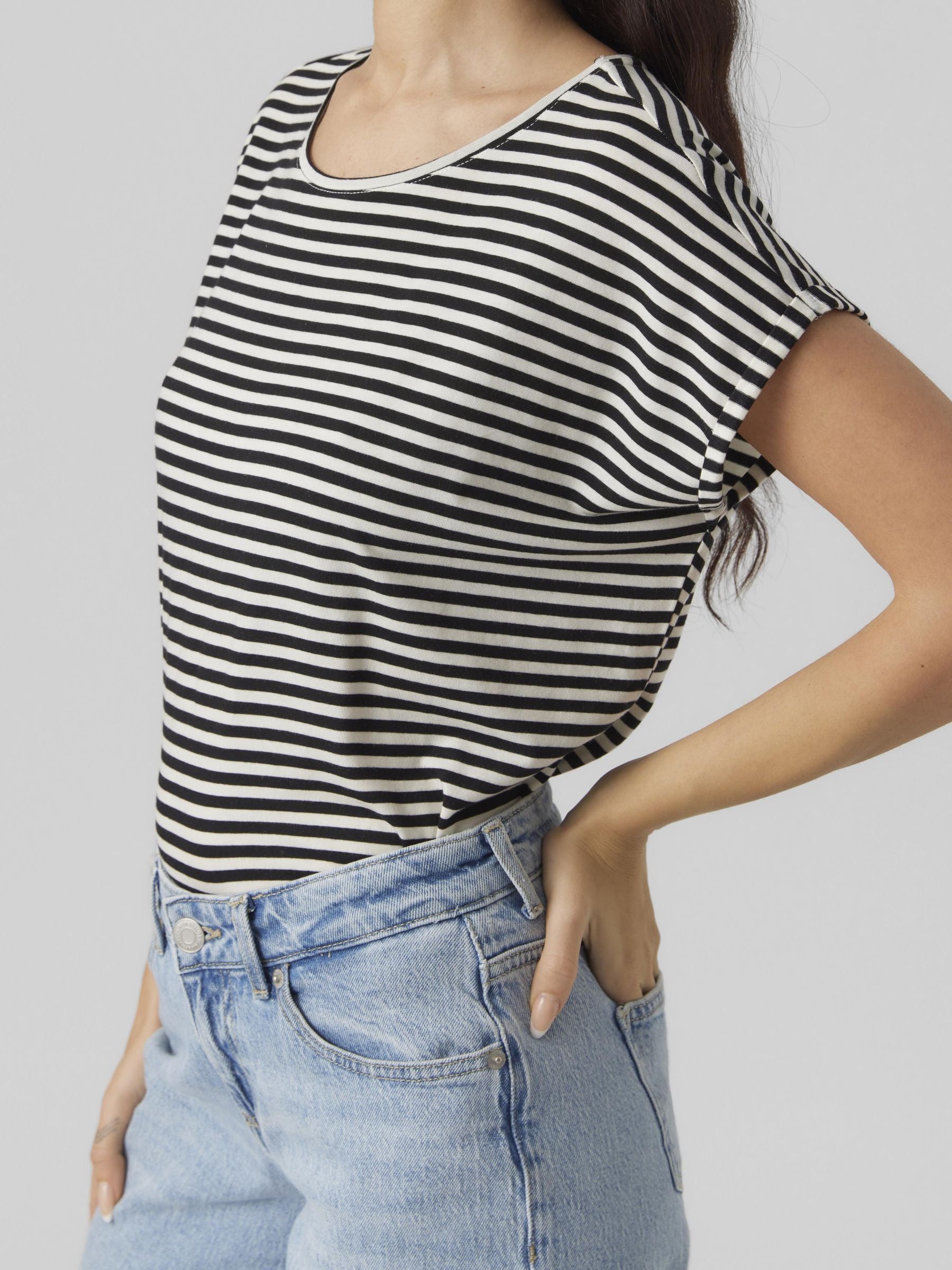 Vmava Plain Ss Top Stripe Ga Jrs  Noos (Black/pris)