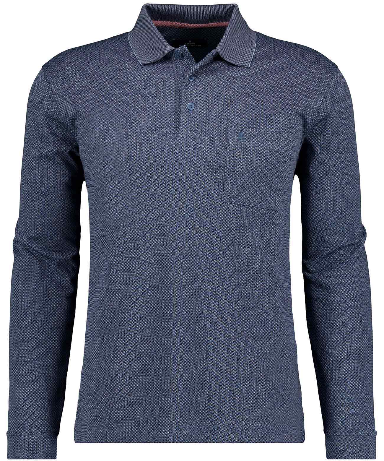 Sofknit-Poloshirt Jacquard, Langarm (Marine)