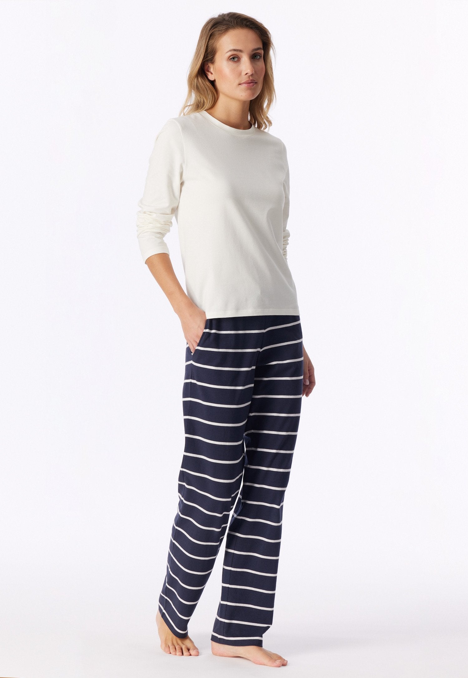Shirt langarm Rundhals (Naturweiss)
