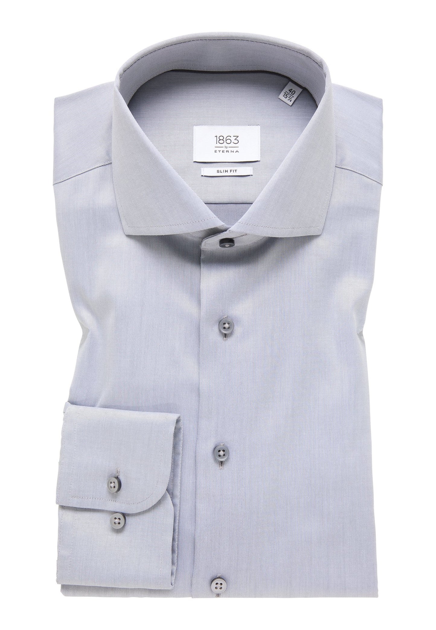 Luxury Shirt Twill Langarm (Stahlgrau)