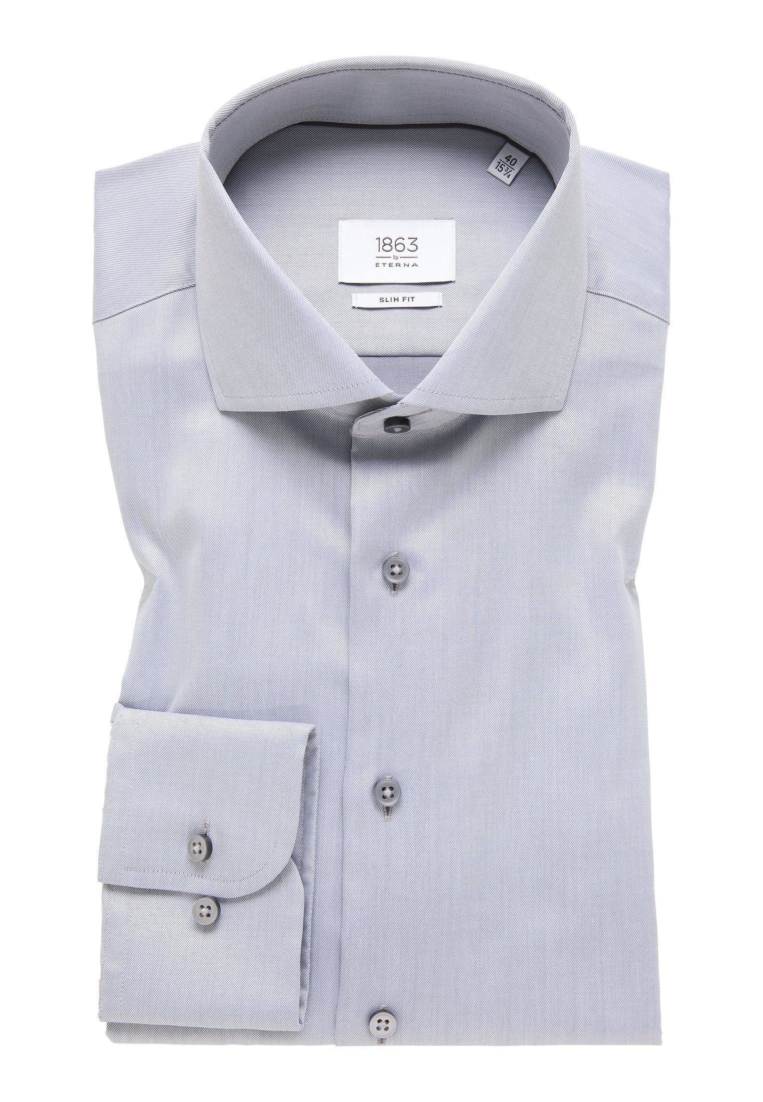 Luxury Shirt Twill Langarm (Stahlgrau)