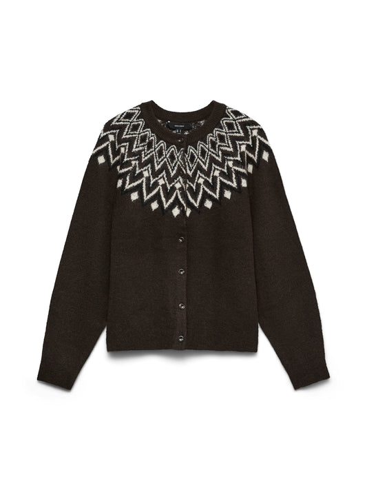 Vmkarla Ls O-neck Button Cardigan Boo (Chocolate)