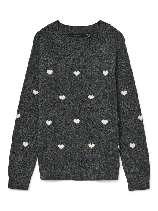 Vmdoffy Intarsia Ls O-nck Pullov Ga Noos (Dark Grey)