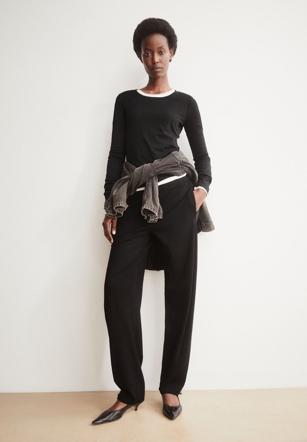 Basic Jersey Barrel Pant (Black)