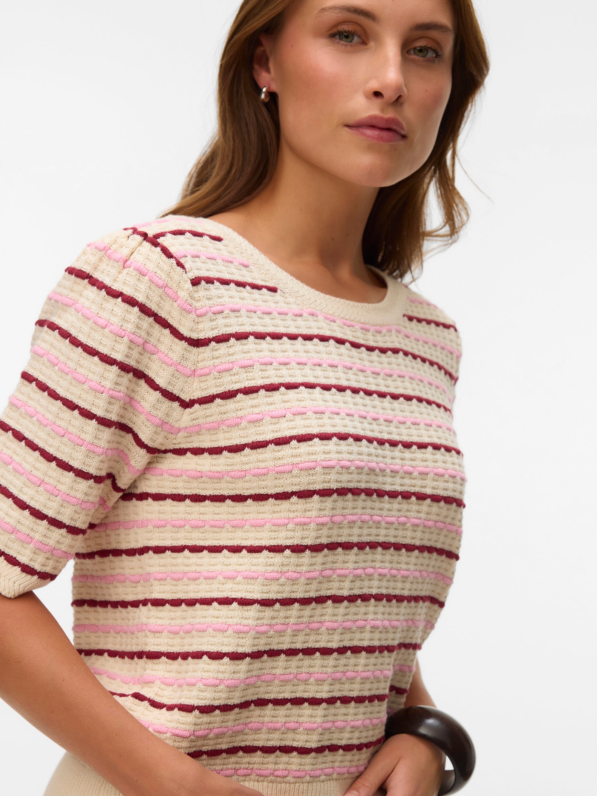 Vmmonica 2/4 O-neck Pullover Boo (Birch/biki)