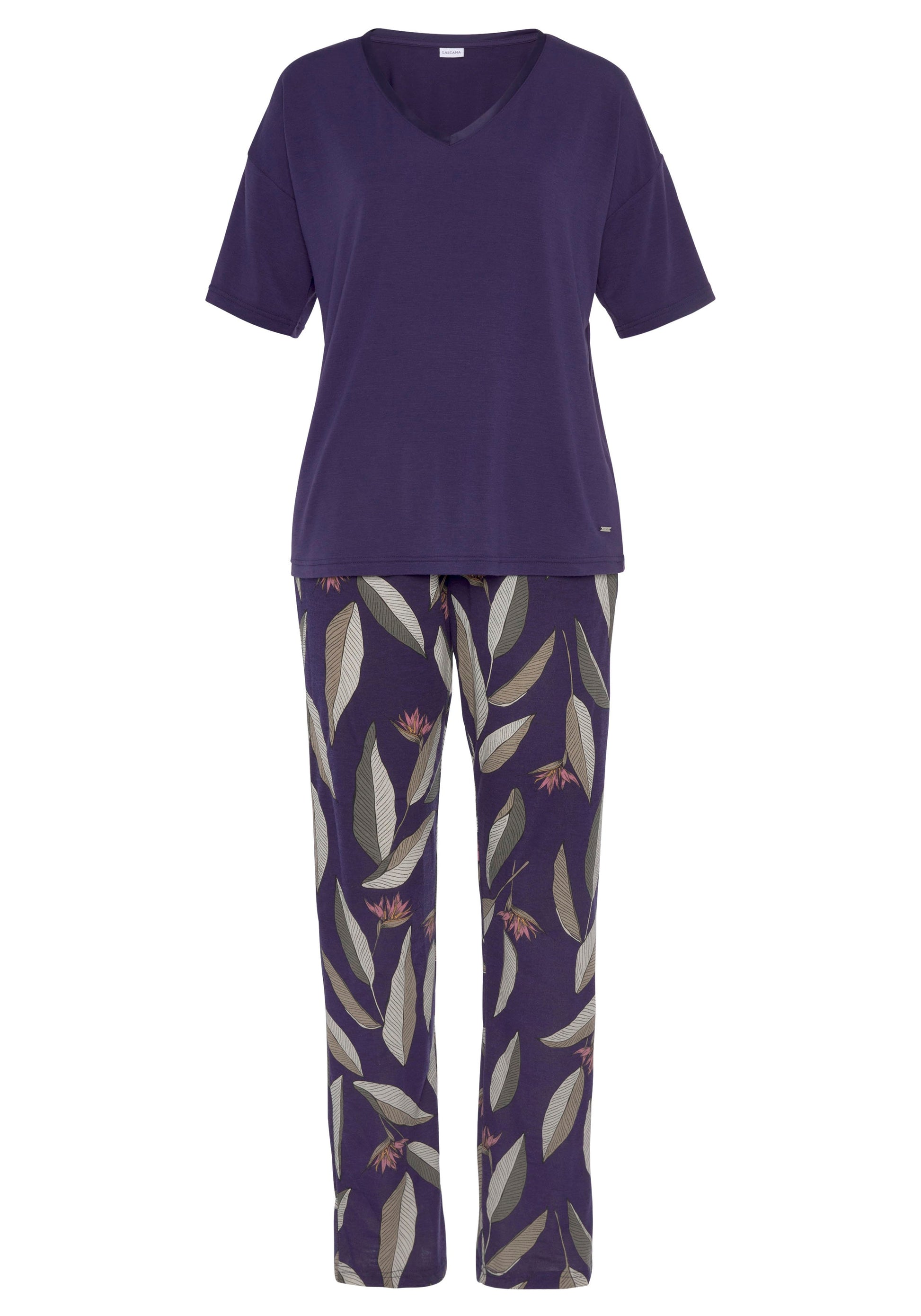 LASCANA Pyjama (Dk Leaf Aop)