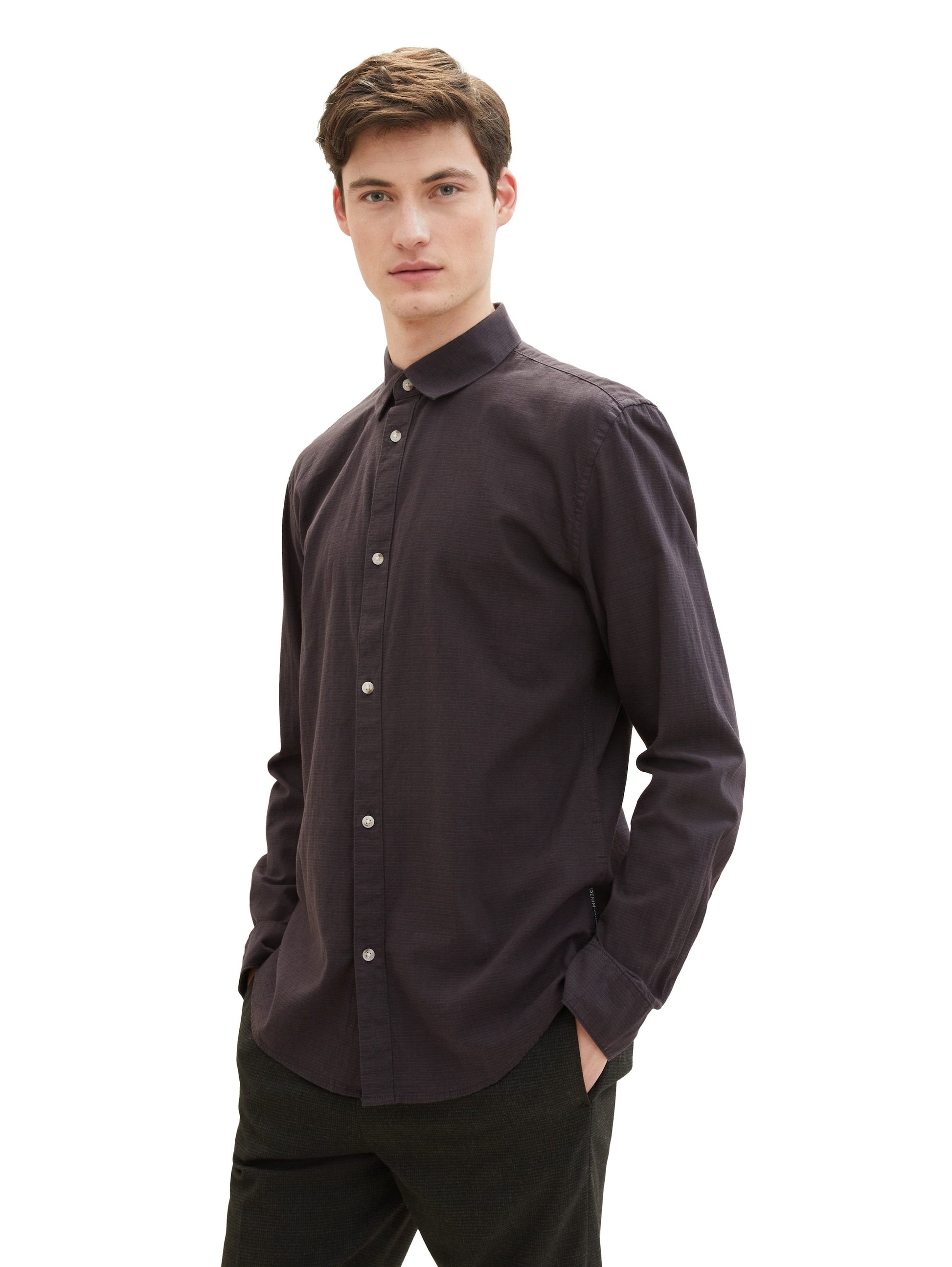 structured shirt (Black Herringb)