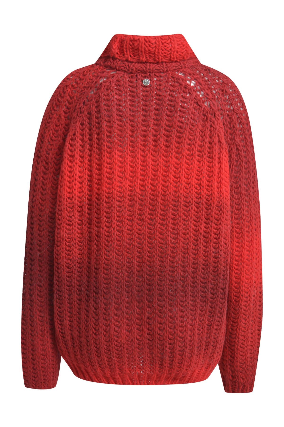 Gradient High Collar Raglan Pullover (Cherry Print)